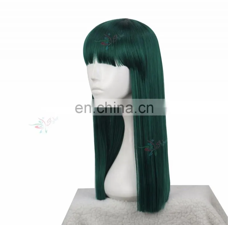 Styler Brand dark green wig front synthetic fiber cosplay wig with low price