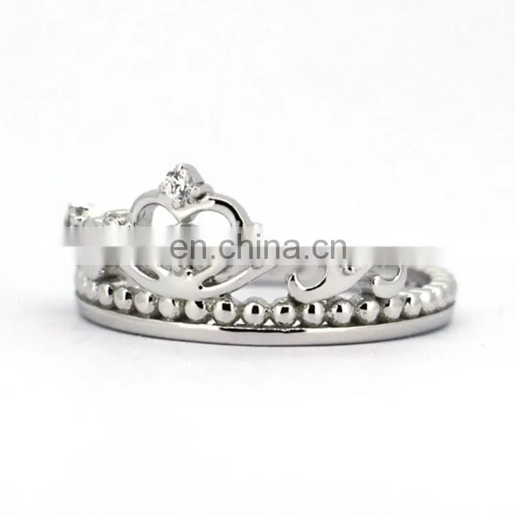 Alibaba China Engagement Ring Diamond Silver Princess Crown Ring For Wedding
