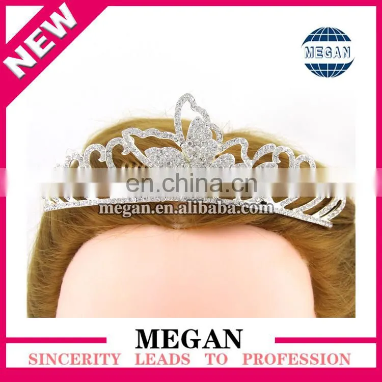 Wholesale Silver Plated Wedding Bridal Tiara Rhinestone Crystal Crown with Hair Comb
