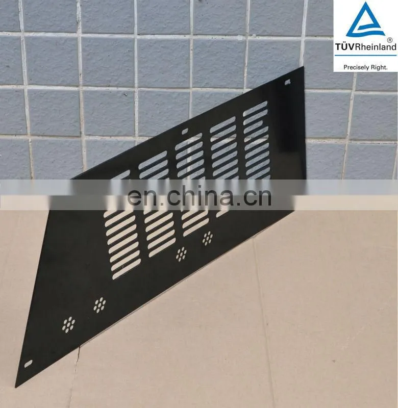 custom machining Precision with flower design .090 ALU pwdr ct blk side panel small truck mount plate