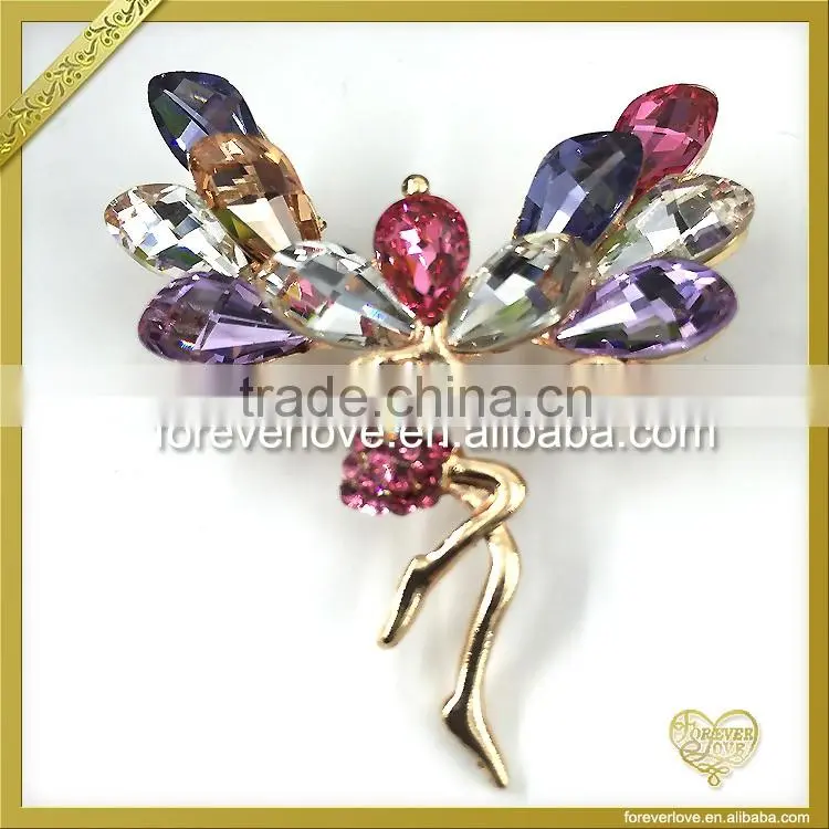 Cuties angel wings brooch pin with mixed up color rhinestone FB056