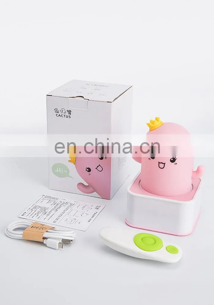 Creative led colorful silicone baby light cactus sensor pat night lamps for bedroom