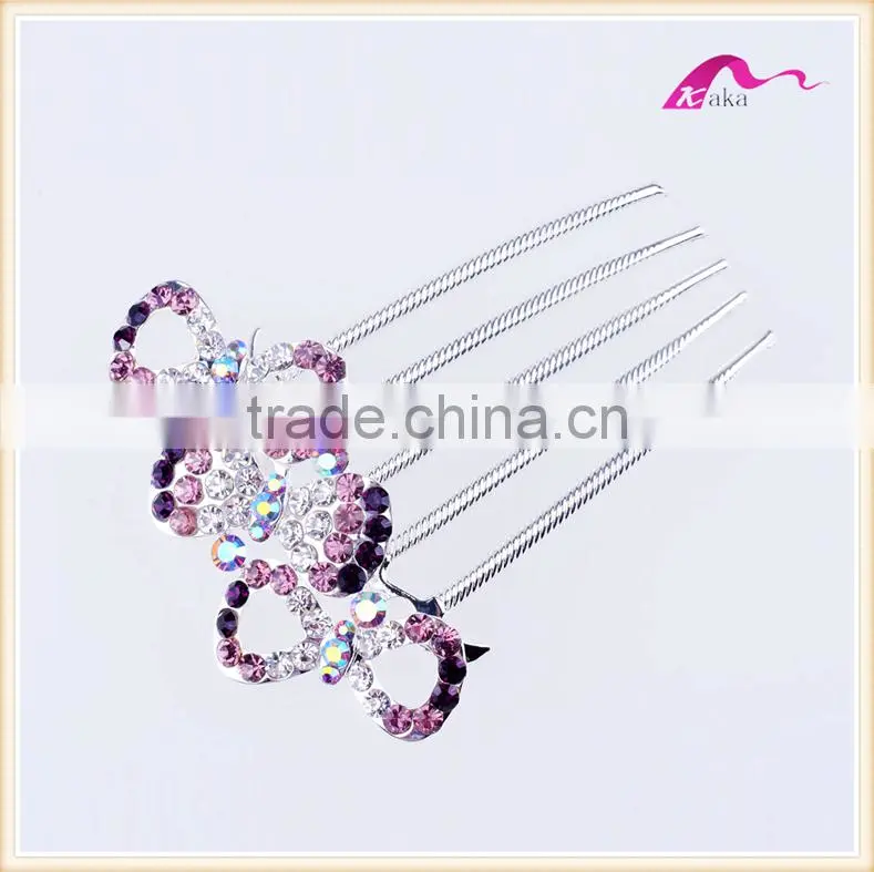 Top Quality Wedding Headwear Twinkle Crystal Bowknot Hair Combs For Women Hair Ornament