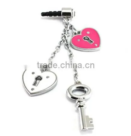 enamel metal dangle charm phone anti dust plug for earphone