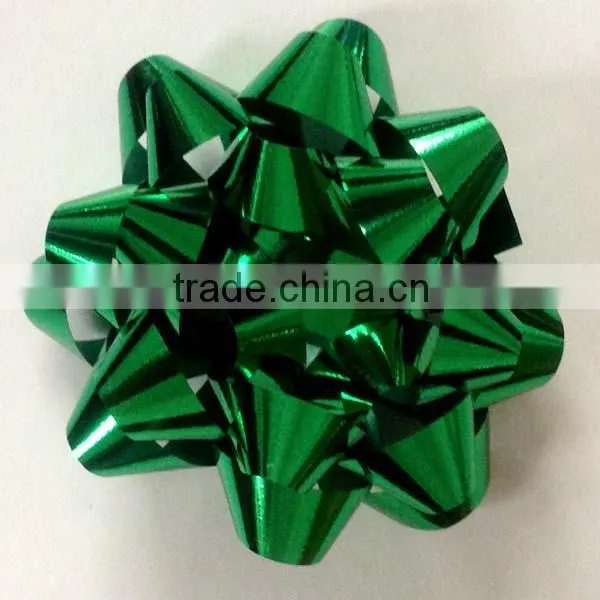 Gift Deluxe Fancy PET Bow For Festive Decoration Package/Matte Metallic ribbon star bow/holiday decortion star bow