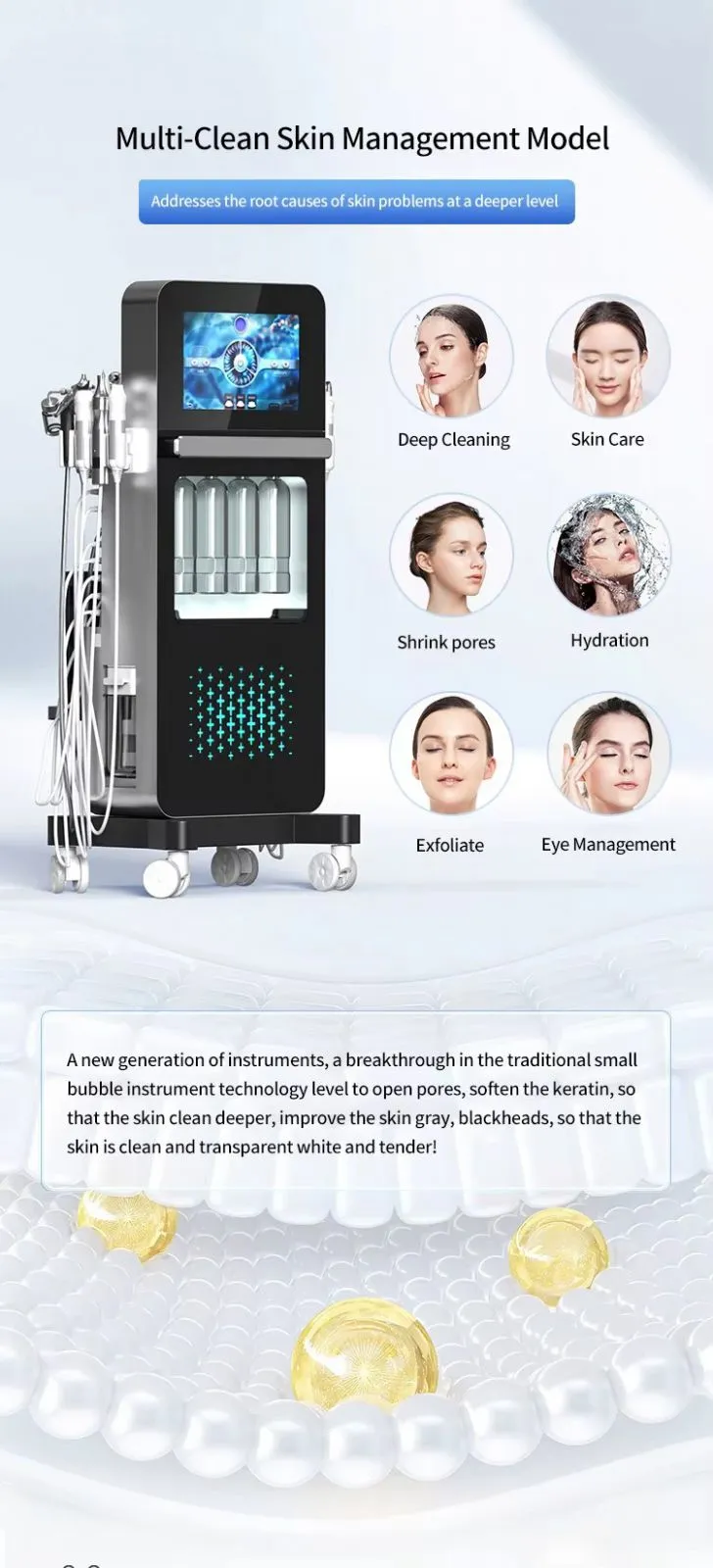 2024 Top Sales 17 in 1 Hydro Facial Machine Professional Aqua Face Skin Care Clean System Aqua Hydra Peel Facial Machine