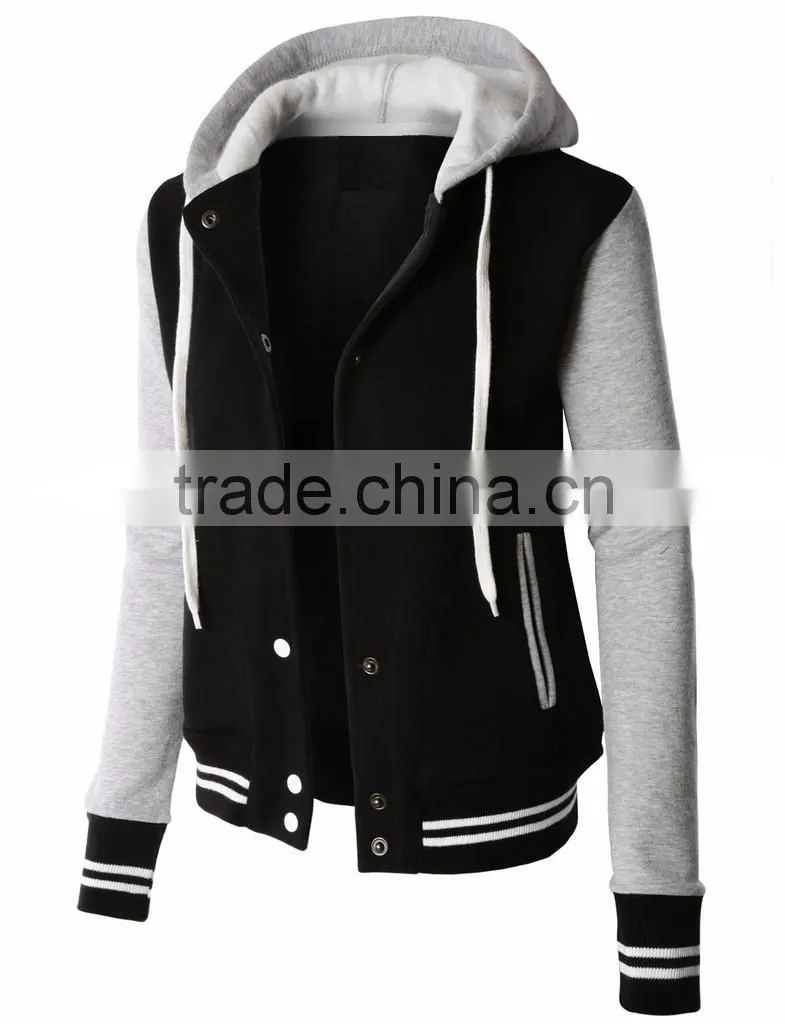Letterman Varsity Baseball Hoodie Mens Jacket - Removable Hood