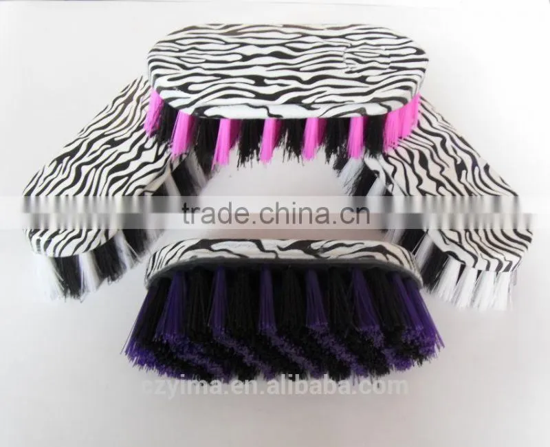 zebra pattern horse dandy brush with white & purple bristle