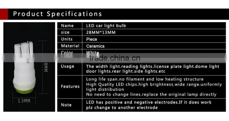 New auto tiny T10 astigmatism smd 12V 30LM led light tiny bulb, high quality 5050 leds car lighting
