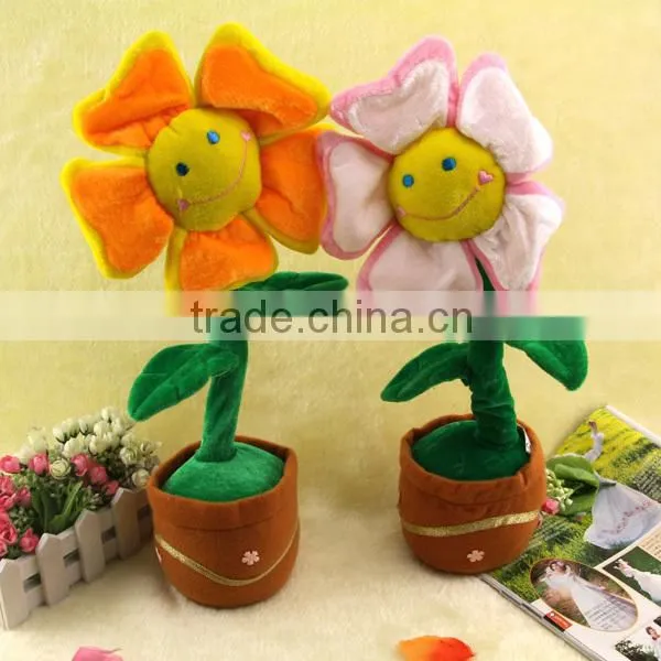 Soft Electronic Flower Singing Toy/Stufferd Toy Flower with Sound Sensor Controll