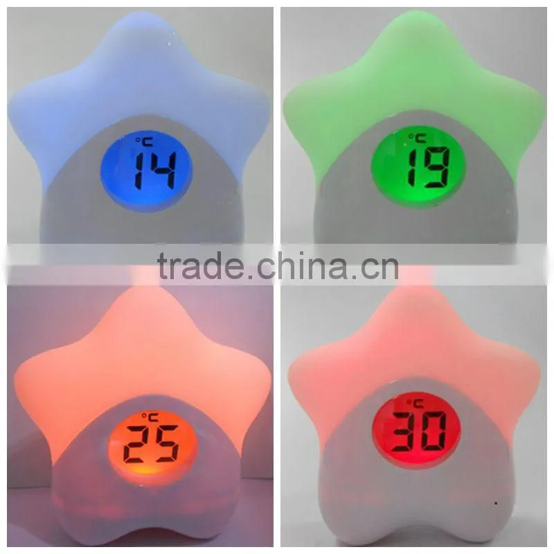 Digital Room Thermometer Silicone LED Color Changing Night Light