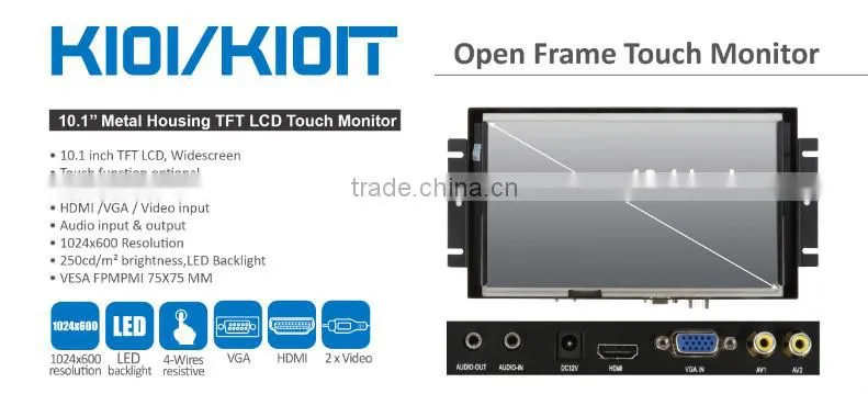 Metal Case 4 Wires Resistive Input 10.1 Inch Open Frame LCD Touch Screen Monitor