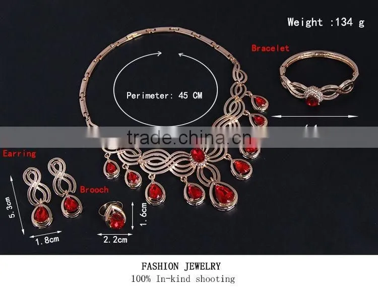 France Imitation Diamond Fake Gold Young Girls Gold Plated Fashion Jewelry Sets