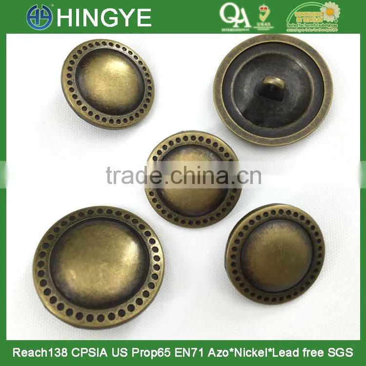 2015 new arrival 25mm fashion antique brass metal shank button for coats-M1666