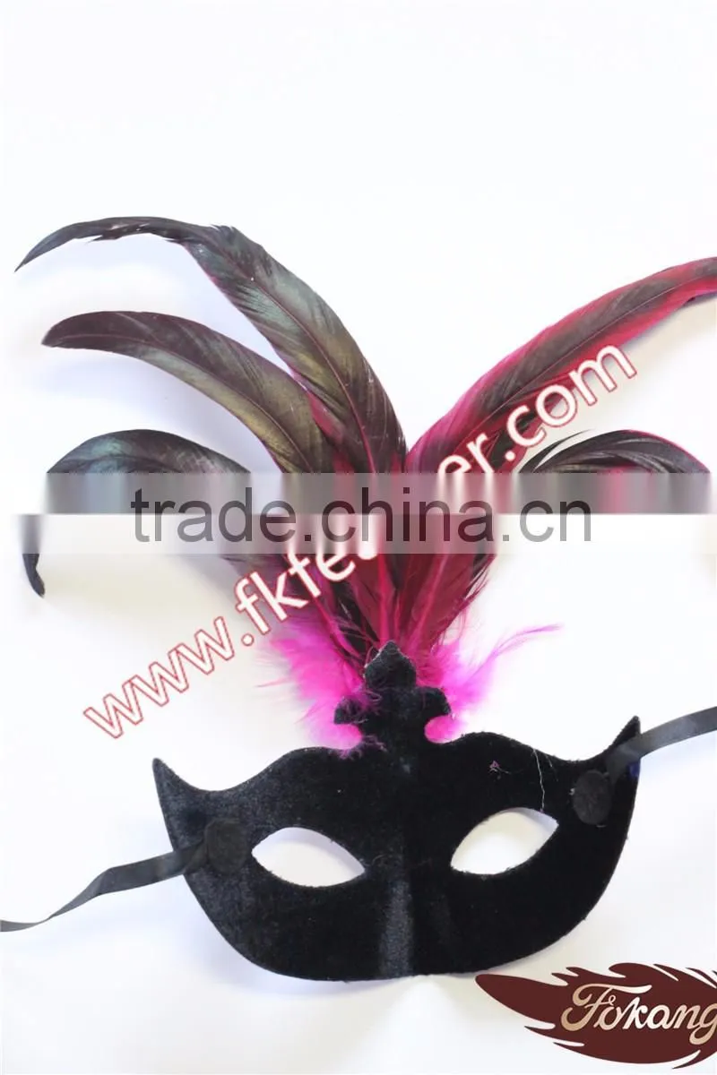 Wholesale Party Mask With Rooster Tail Feather Decoration