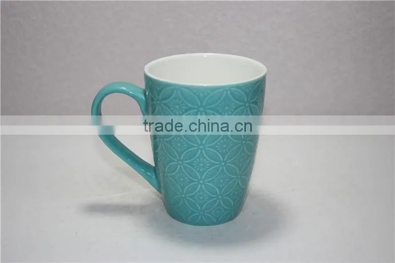 Normal shape Yellow colour 13 oz ceramic coffee mug