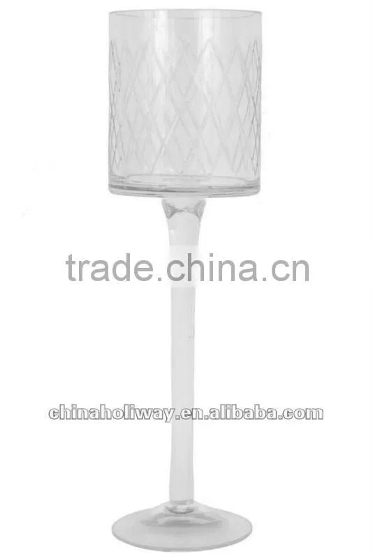 Cut Glass Candle Holder, Small Size