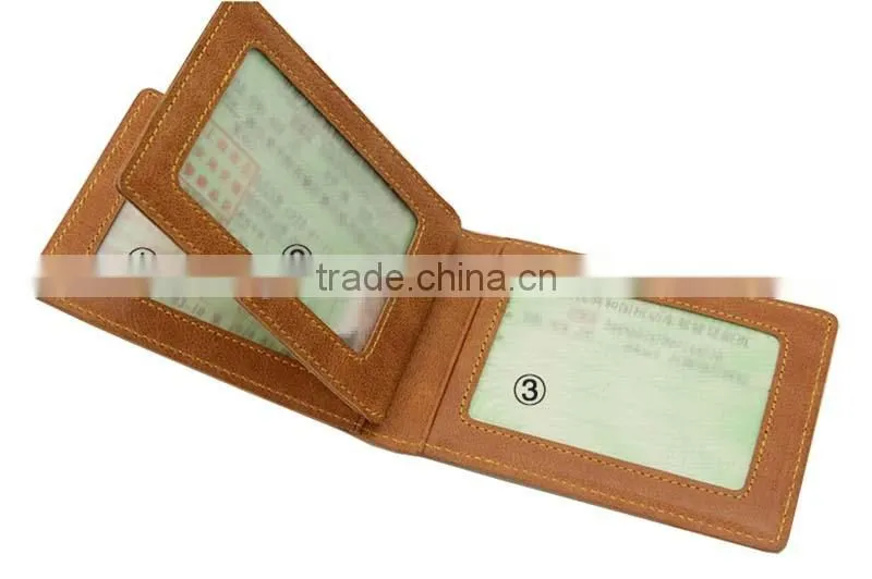 Factory hot sell fashion cow hide leather driving license wallet