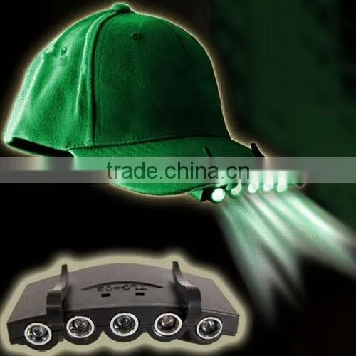5LEDs Plastic Cap Hat Light 2*CR2032 Battery Powered LED Fishing Light LED Hat Light Sale Black LED Portable Headlamp