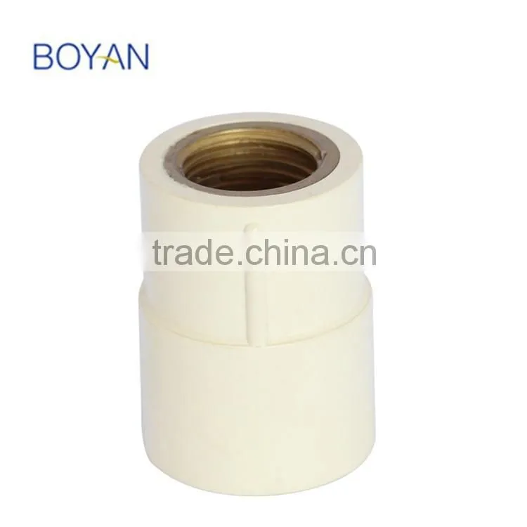 chinese supplier hot water copper thread plastic pipe fitting cpvc coupling with brass female