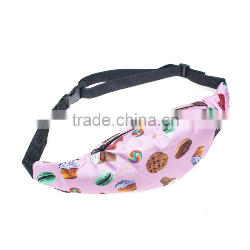 fashion runner waist pack 3d print black belt waist bag high quality wholesale wearable belt bag with zippers of pouch purses