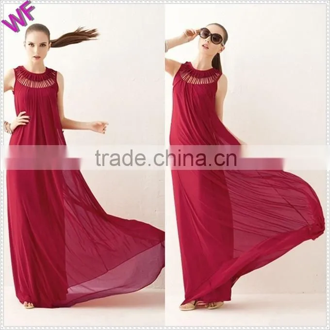 2015 New Design sleeveless Chiffon Maxi Dresses