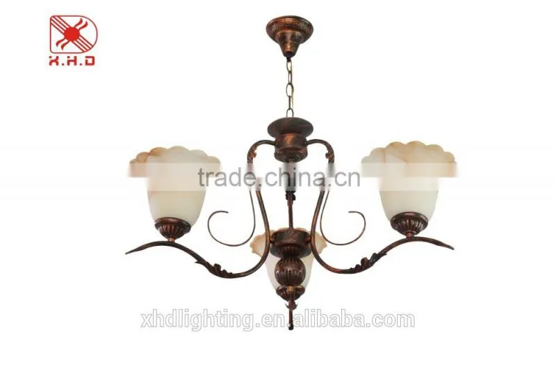 Retro Chandelier Pendant Light with Ivory Flower Glass Lamp Shade in Coozen Factory