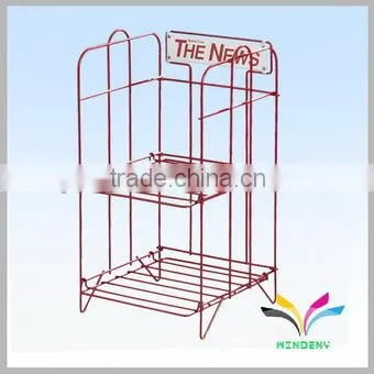 Lower MOQ factory design magazine newspaper storage wire rack magazine display