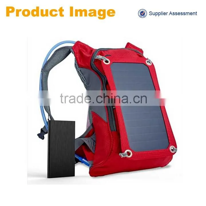 2016 China supplier wholesale high quality nylon solar backpack with 1.8L water bladder