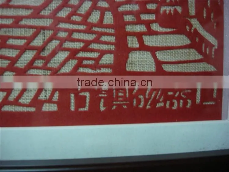 grass cloth&paper-cut framed painting for a gift
