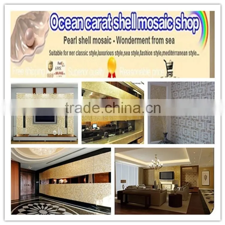 promotion crackle triangle yellowlip seashell mosaic tile MOP wall decorate