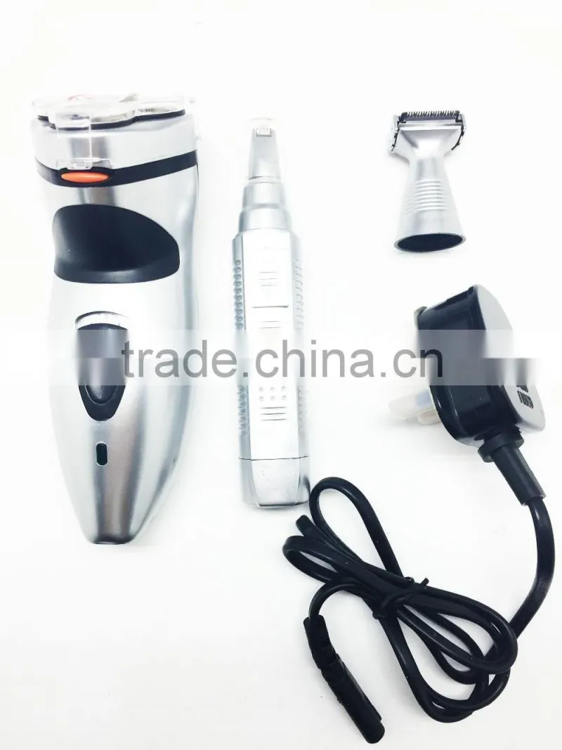 Hot selling! Three head double edge rotation razor blades +flexible portable razor+nose wool implement