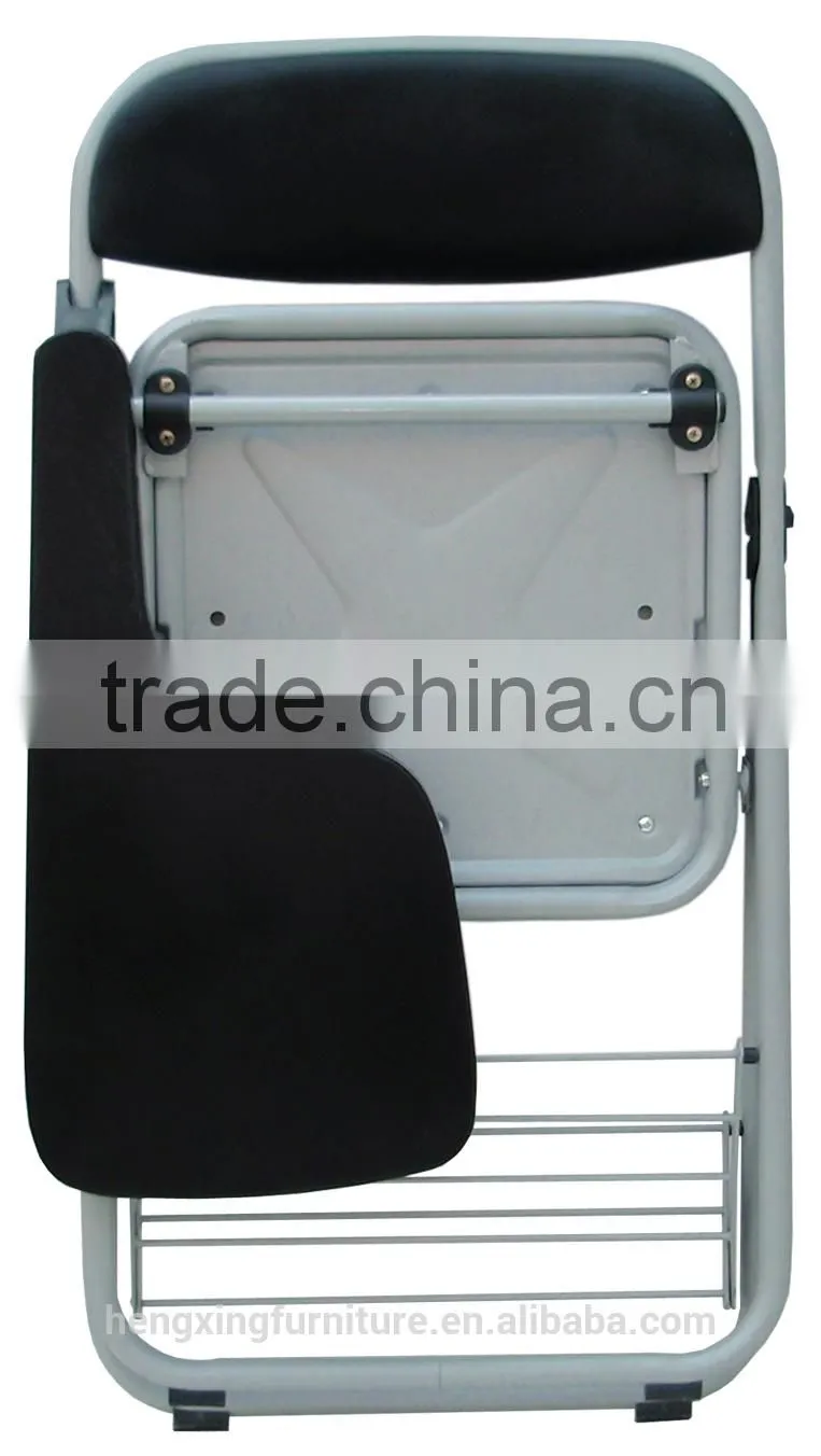 office furniture leather folding chair with steel frame conference chair with writing table HX-TRC005