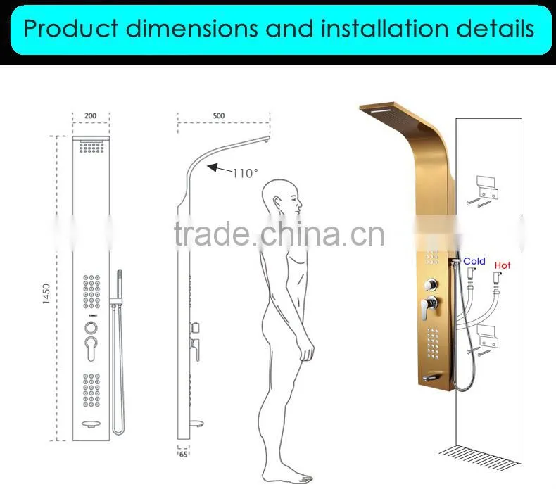 Alibaba sanitary ware stainless steel shower panel watermark
