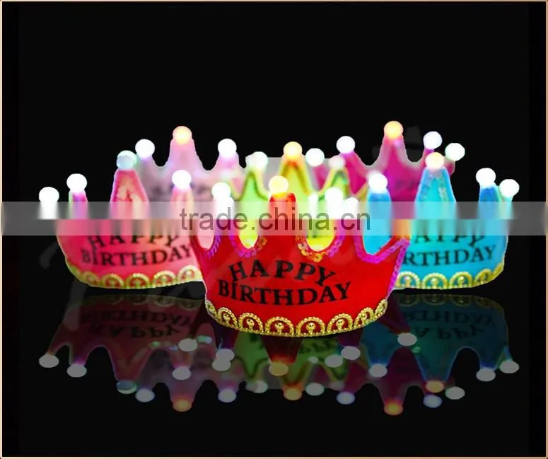 3 functions LED light birthday crown hat for kids