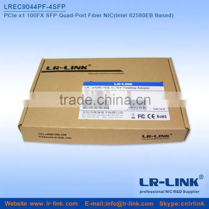 LREC9044PF-4SFP PCIe x1 100FX 4 SFP Port Fiber network card (Intel 82580 Based) Unique