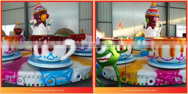 Shopping mall family pleasure rides 24 seats coffee cup rides with trailer
