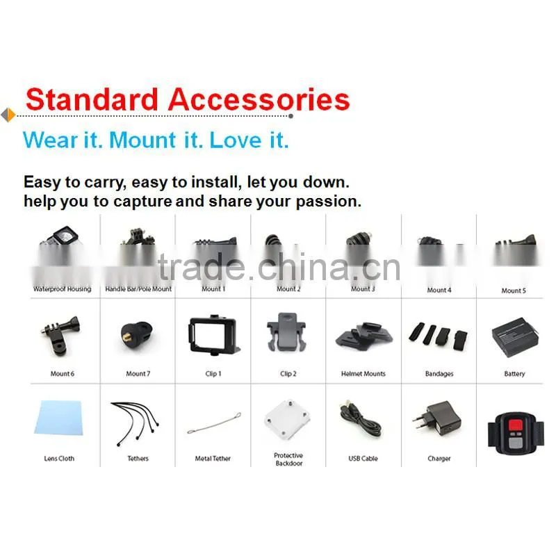 Ultra HD 4K Sports Action Camera 2.0 LCD 1080p 60fps H.264 Waterproof Wifi helmet camera recorder