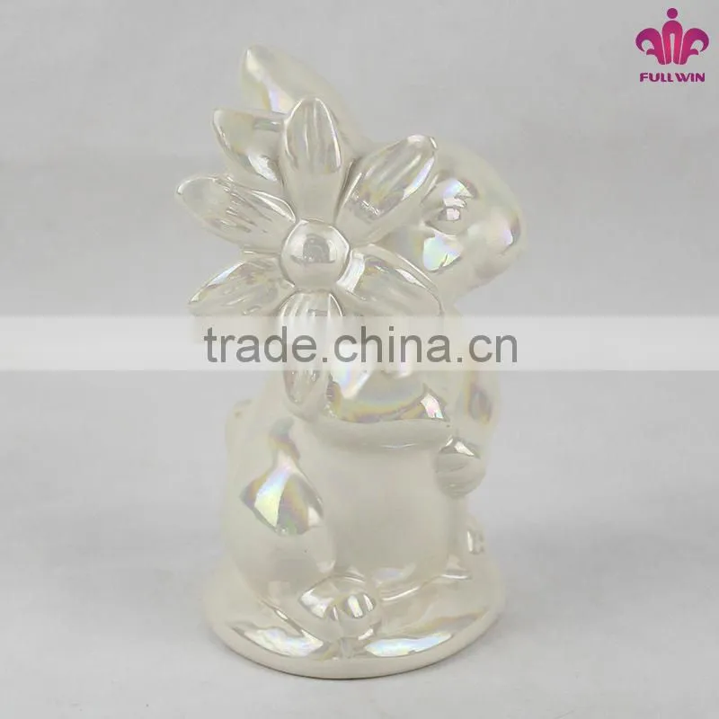 Peal glazed Ceramic Rabbit Decoration for Easter Day