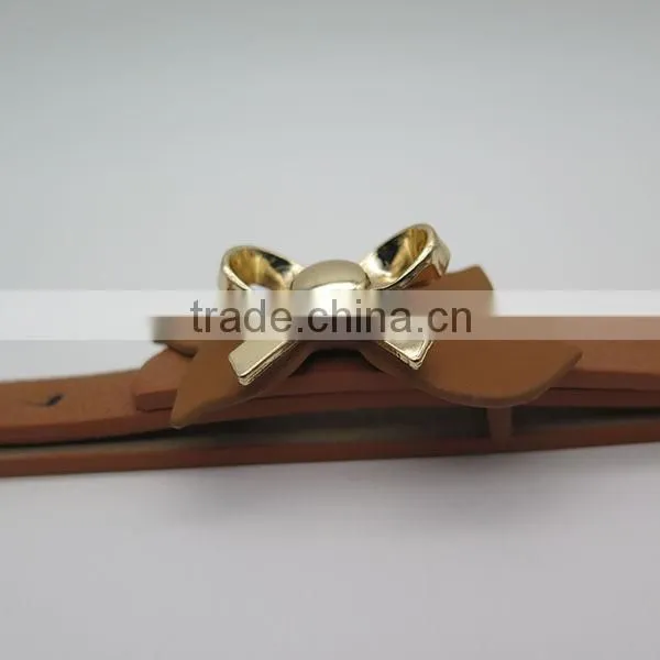 Wholesale good quality cute bowknot alloy skinny leather belt for women