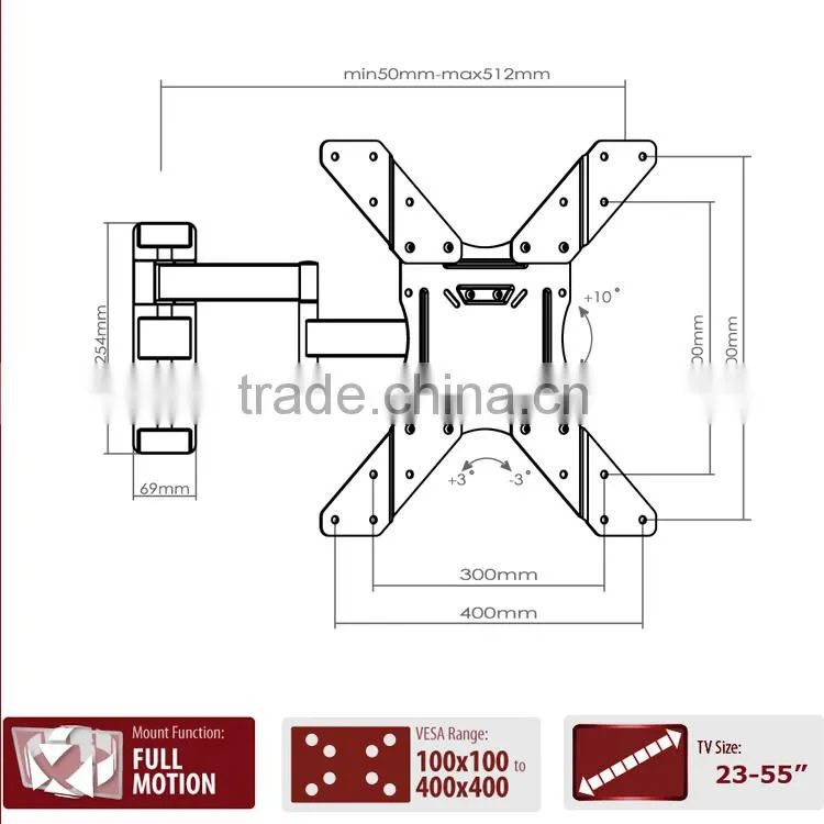 Full Motion Removable VESA TV Wall Mount