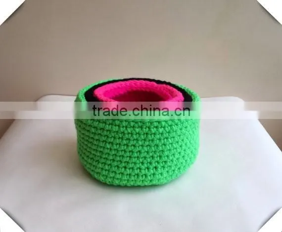 Fashion crochet basket , hand storage baseket ,crochet knitted various colors basket