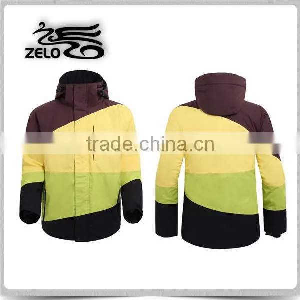 Waterproof men yellow ski jacket mens snowboard jacket