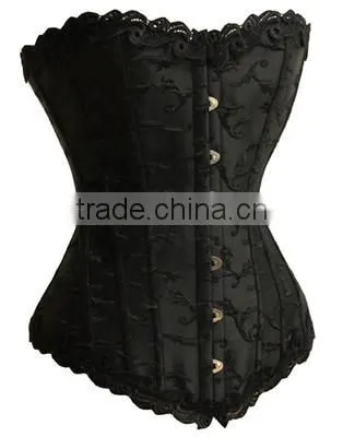 Sexy Lace Ruffled Brocade Floral Steampunk Corset Overbust Steel Boned Corset