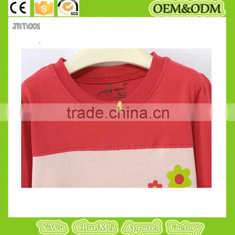 2015 new cartoon 100%cotton t-shirt long sleeve tee Winter children's T-shirt Red long sleeve tee kid printed t shirt
