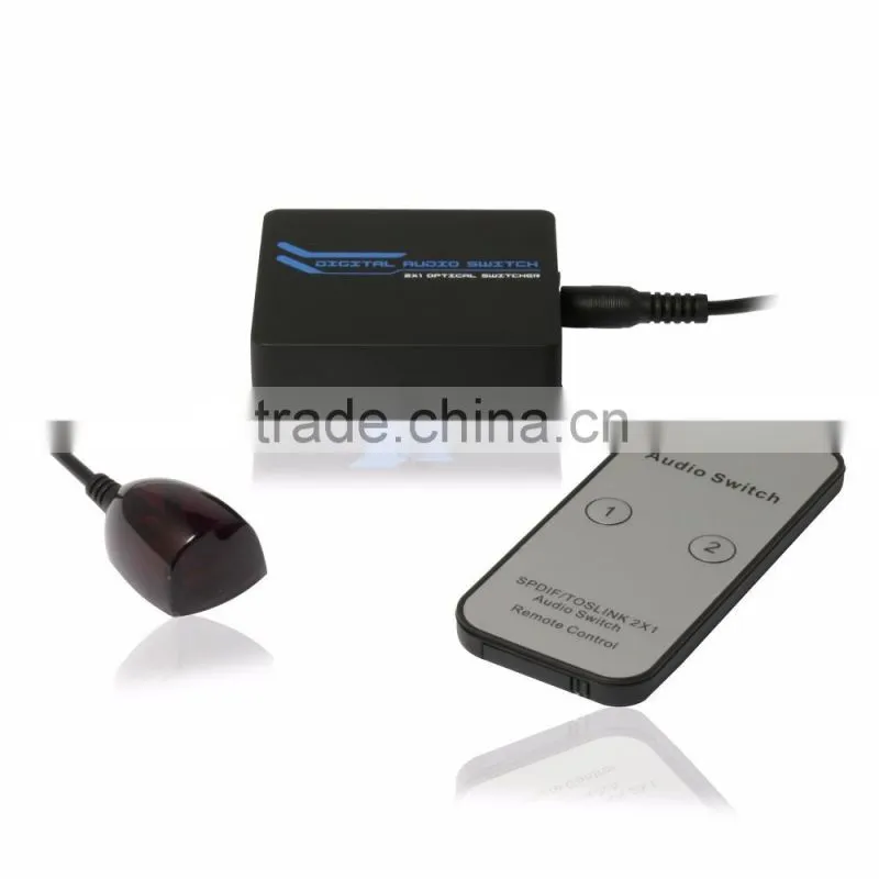 High performance 2 in 1out Spdif/Toslink Digital Optical Audio Switcher with IR Remort