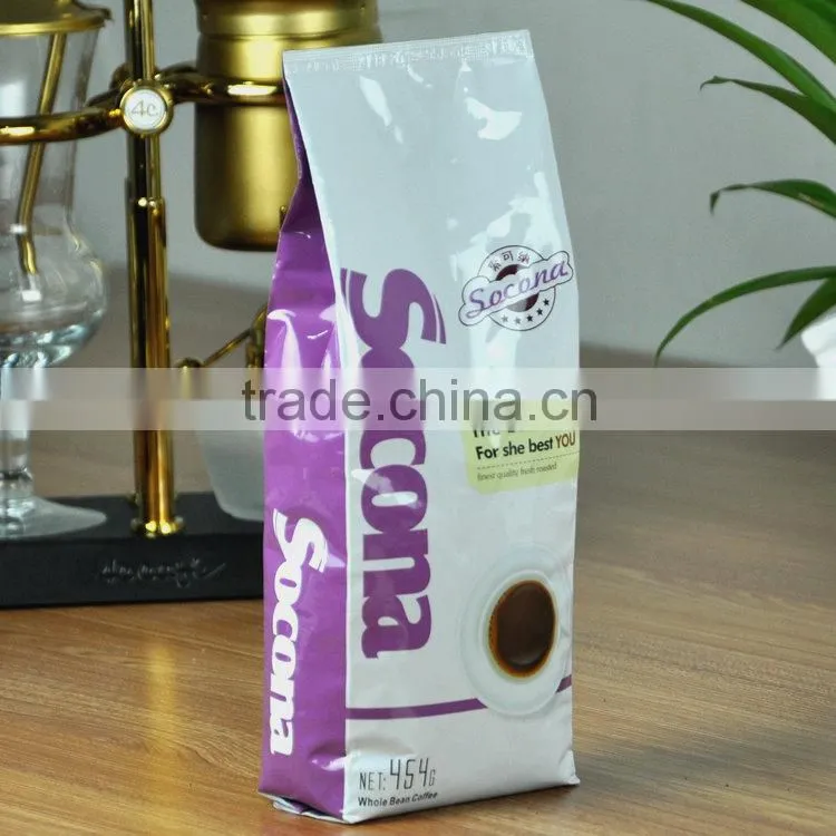 side gusset aluminum foil coffee bag with valve