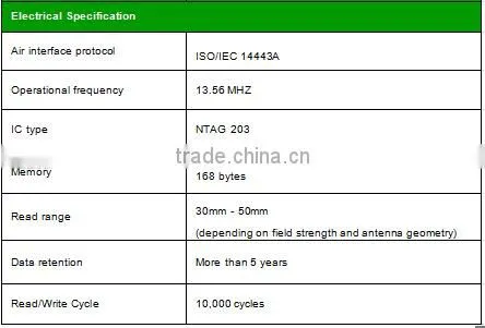 Excellent performance Printable NFC RFID Tag RFID Label NFC inlay