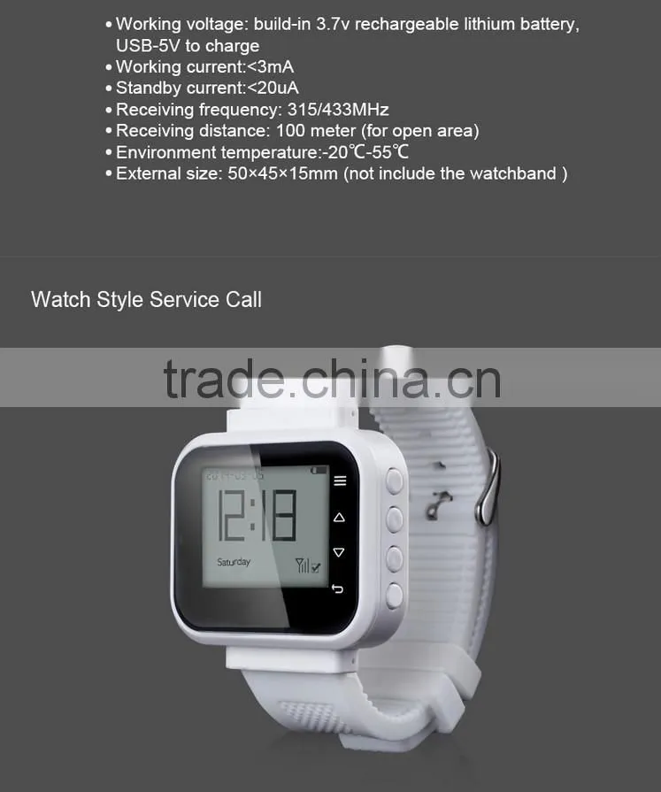 Wireless watch wrist pagers system for hospital,restaurant calling waiter service+Wireless Call