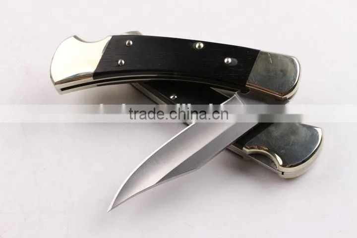 OEM 440 stainless steel folding backlock knife with brass handle